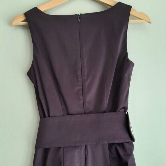 H&M | Wide Belt Defined Waist Sheath Dress Knee Length Purple Sz 4 Flawed - Picture 9 of 13